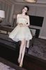 Cho thuê váy kem ngắn cúp ngực đan dây thừng GLAMDOLL đi đám cưới hấp dẫn