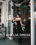  Váy đen cúp ngực kèm khăn choàng trắng MARBLE ROSE 