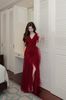 Váy đỏ Red Ruffle dài cổ chữ v XYBYMY XY đi sự kiện đẹp