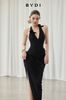 Váy đen khoét ngực đính hoa trên cổ BY DI đi chơi sang chảnh