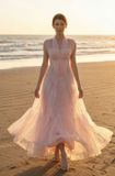  Váy hồng voan ôm eo bay bổng LOVELYN 