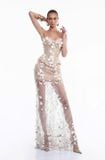  Set áo cúp ngực và chân váy dài đính hoa nude MAEL FEMME 