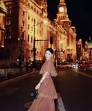  Váy nâu dài công chúa phối ren DOCEMEO 