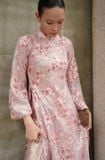  W - Áo dài hồng ánh kim chấm hoa EDINI 