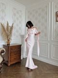  Váy lụa hồng dài có cape FIG AND TONKA 