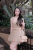 Cho thuê váy voan nude có nơ ở giữa XYBYMY XY đi chơi sang chảnh
