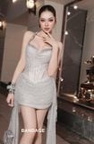  Váy trắng ngắn đính đá BANDAGE DRESS 
