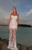  Set áo cúp ngực và chân váy dài đính hoa nude MAEL FEMME 