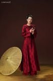  W - Áo dài đỏ đậm quần đỏ LAM KHUE 