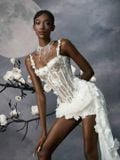  Váy trắng hoạ tiết hoa ngắn hai dây GLAMDOLL 