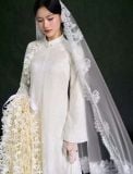  W - Áo dài ren 4 tà 2 lớp lót trắng ngà  JOLIE LADY 