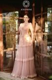  Váy hồng dài 3 tầng trễ vai JOSEPHINE 