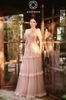 Cho thuê váy hồng dài 3 tầng trễ vai JOSEPHINE đi sự kiện cao cấp