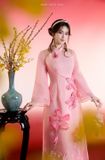 W - Áo dài hồng thêu hoa quần hồng MADDY HATE ROSE 