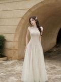  Váy kem kín cổ chiết eo  SÒ VINTAGE 