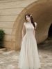 Cho thuê váy kem kín cổ chiết eo  SÒ VINTAGE đi chơi đẹp