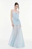  Váy xanh dương 2 dây nhún cổ đổ xuyên thấu MOLLYNISTA 