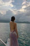  Đầm dạ hội tím phối ren trắng xuyên thấu LAVIERGE 