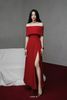  Váy đỏ bẹt vai khoét xẻ đùi LANE JT 