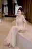Váy trắng dài Sabrina tầng LINH PHUNG đi chơi đẹp