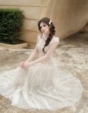  Váy kem kín cổ chiết eo  SÒ VINTAGE 