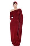  Váy đỏ dài ôm body lệch vai 1 bên CHATS 