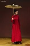  W - Áo dài đỏ SON DIỄM quần sequin LAM KHUE 