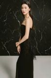  Váy đen dài cúp ngực phối ren  LANE JT 