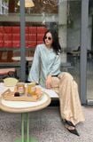  Set bà ba gấm lam quần vàng MEL ESSENTIALS 