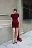 Váy đỏ ngắn ôm body xếp ly CHATS đi đám cưới trẻ trung
