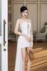 Cho thuê váy trắng ngắn cúp ngực tà dài 1 bên GLAMDOLL đi chơi đẹp