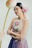 Cho thuê set váy yếm đính hoa sen kèm khăn buộc eo  LALIN đi đám cưới sang chảnh
