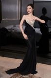  Váy đen dài cúp ngực đính đá dạ hội BANDAGE DRESS 