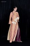  W - Áo dài nữ cam quần hoa LAM KHUE 