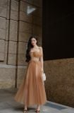  Váy nâu LUMI bẹt vai JOSEPHINE 