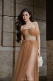  Váy nâu LUMI bẹt vai JOSEPHINE 