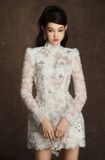  Váy trắng Petal Beading hoạ tiết hoa ren KEIRA TONG 