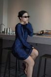  Váy lụa ngắn dài tay xanh demin TỦ ĐỒ CỦA LINH 