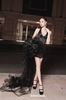 Cho thuê váy đen ngắn corset cổ yếm kèm choàng rời  BANDAGE DRESS đi chơi sang chảnh