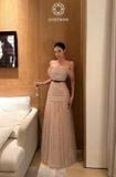  Váy nâu trễ vai voan tầng đính đá JOSEPHINE 