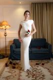  Váy trắng kem dài hở lưng KISSERINE 