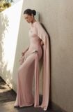  Váy hồng body vạt dài chéo 1 bên vai CHATS 