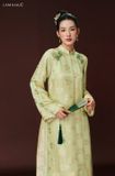  W - Áo dài xanh đính cườm xanh 2 bên vai LAM KHUE 