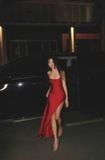  Đầm lụa đỏ 2 dây xẻ tà cao MAEL FEMME 
