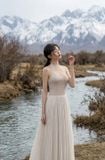  Váy kem cổ yếm hở ngực  LOVELYN 