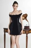  Váy đen trễ vai ôm body ngắn BYDI 