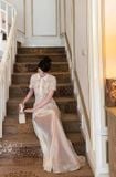  Váy trắng dài phối ren cổ sơ mi OIA 