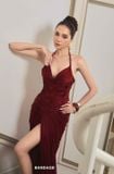  Váy đỏ dài cổ yếm dạ hội BANDAGE DRESS 