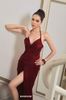 Cho thuê váy đỏ dài cổ yếm dạ hội BANDAGE DRESS đi chơi sang chảnh