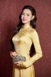  W - Áo dài nữ vàng hoạ tiết hoa nhí HÀ CÚC 